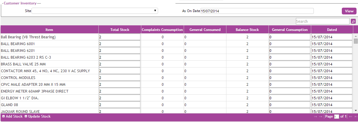 Customer Inventory
